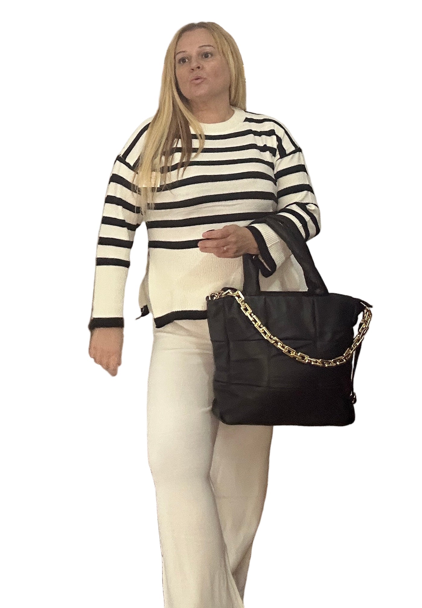 Conjunto blanco y azul marino