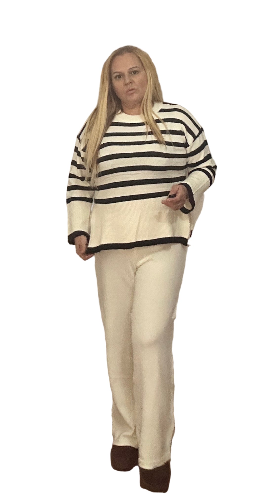 Conjunto blanco y azul marino