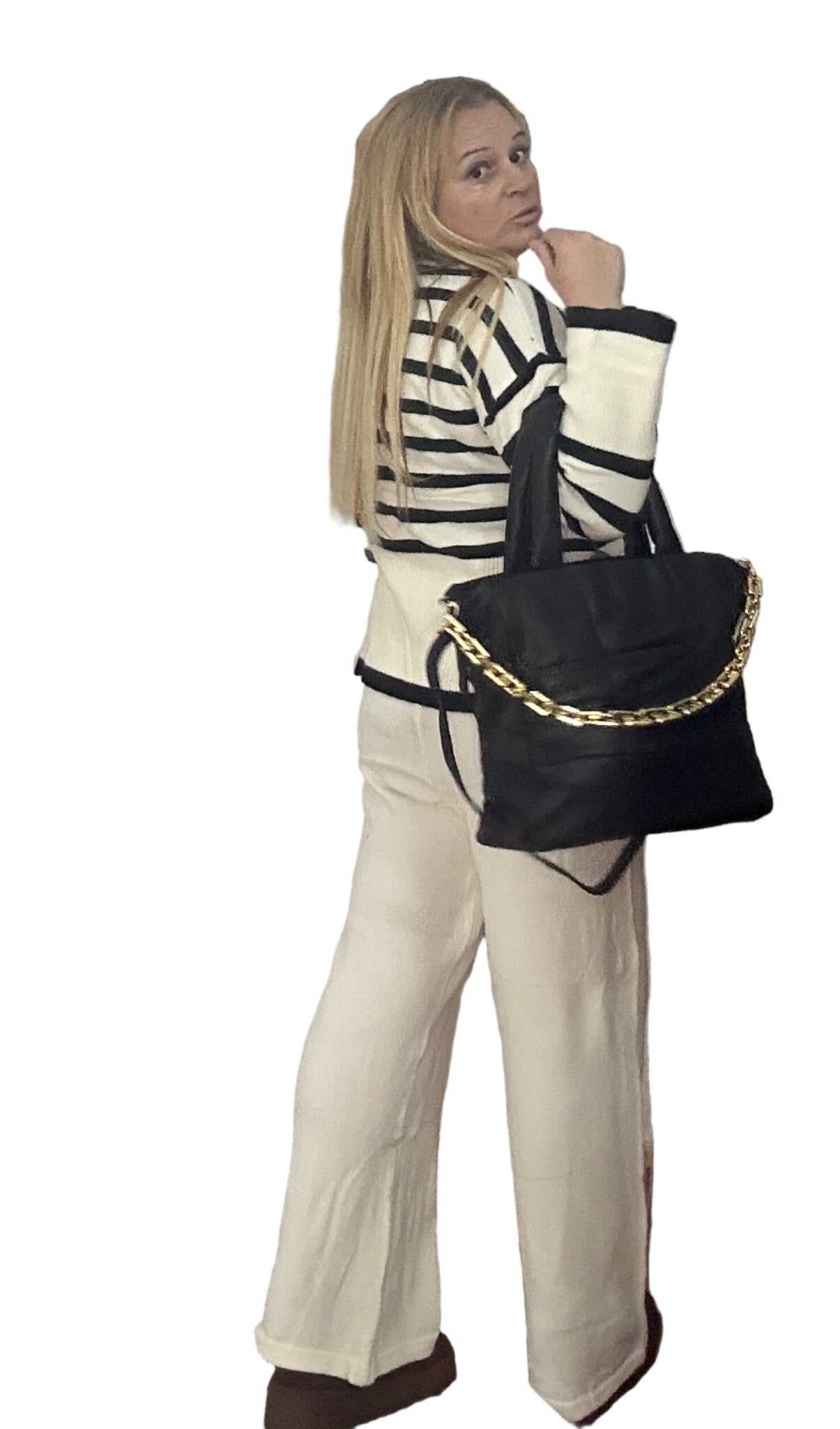 Conjunto blanco y azul marino