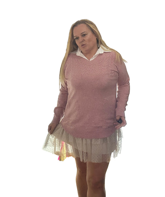 Jersey punto con cuello de camisa