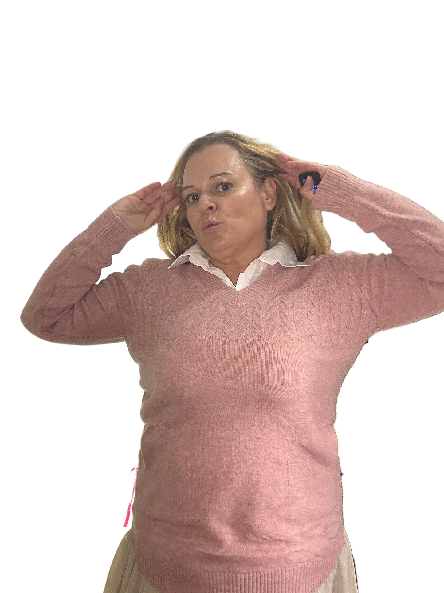 Jersey punto con cuello de camisa